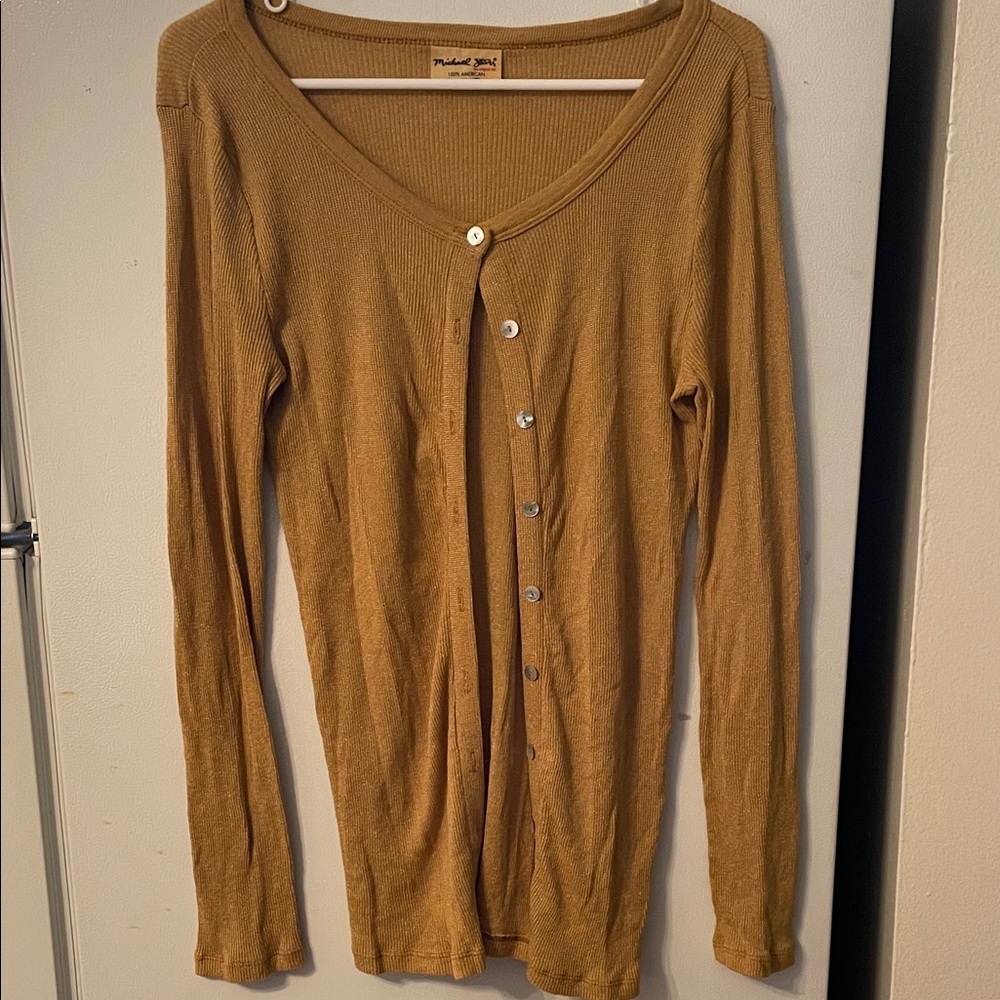 Michael Stars Women’s OS Golden Shimmer Cardigan Cotton Nylon Blend Everyday Use